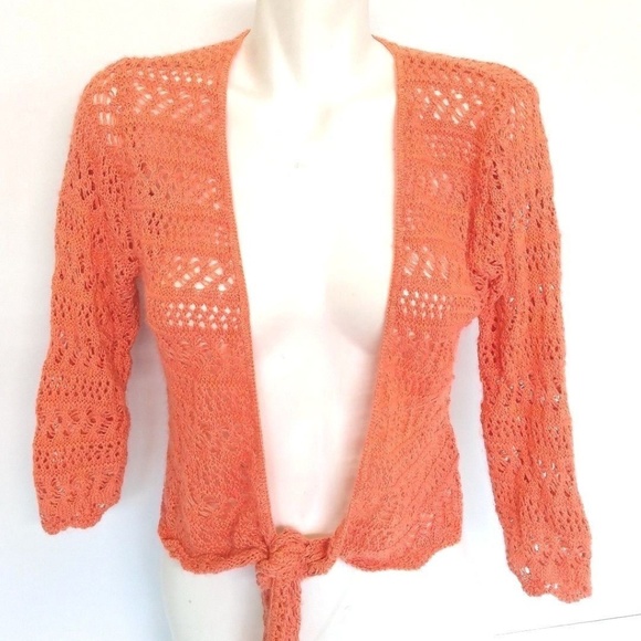 Mixit Women's Open Cropped Sweater Orange /Coral - Picture 1 of 8